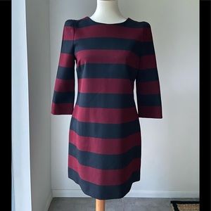 NWT. Zara sexy & sporty black & maroon rugby strip mini dress.. M (fits 2-6 US).
